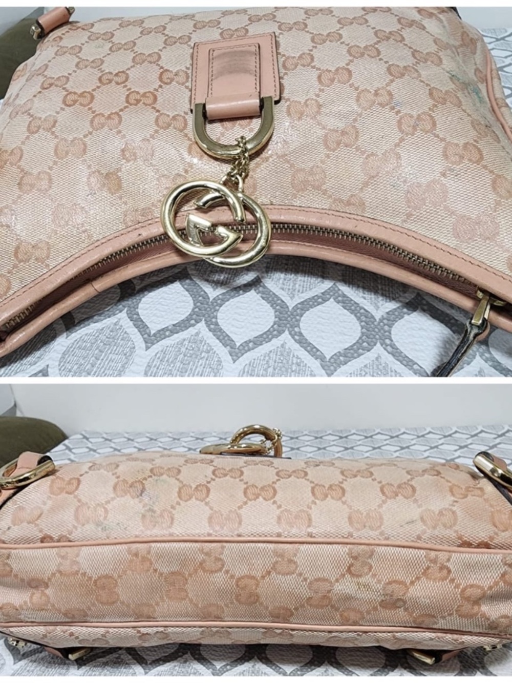 Authentic Gucci GG Crystal Canvas Glossy Small Abbey D Ring Shoulder Bag Pink - Picture 10 of 13